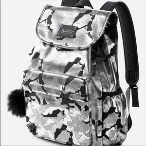 Large Justice shiny camouflage backpack